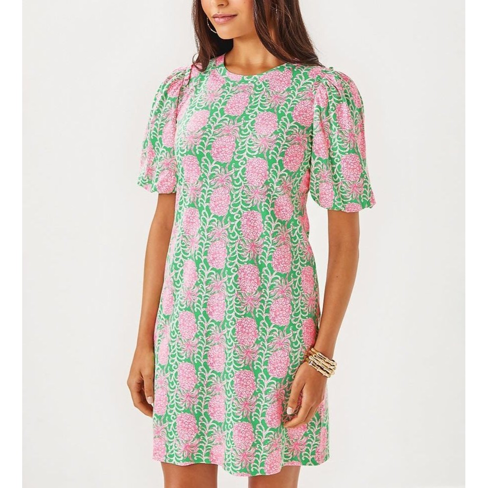 Lilly Pulitzer Mercer Shift Mini Dress Short Sleeves Printed Cotton Xxs 288143